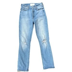 MOTHER The Dazzler Button Fly Ankle Size 24 Really Intoxicated Blue Wash Stretch